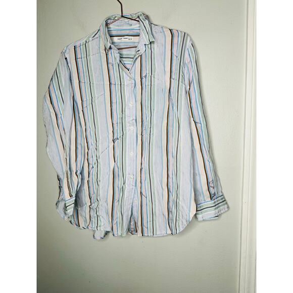 SAMSOE Multicolored Blue Striped Front Button Collared Alfrida Shirt Size XS - Picture 5 of 12